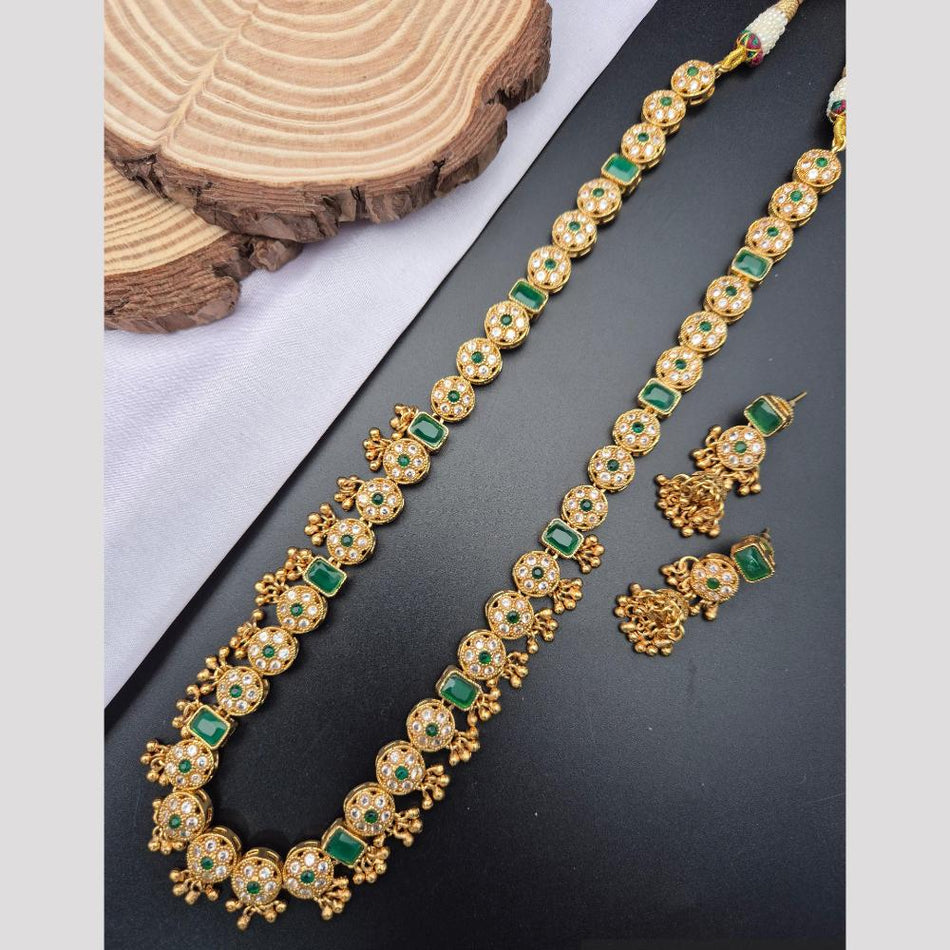 Modern Long Necklace in Oxidised Silver | Bridal Jewellery India