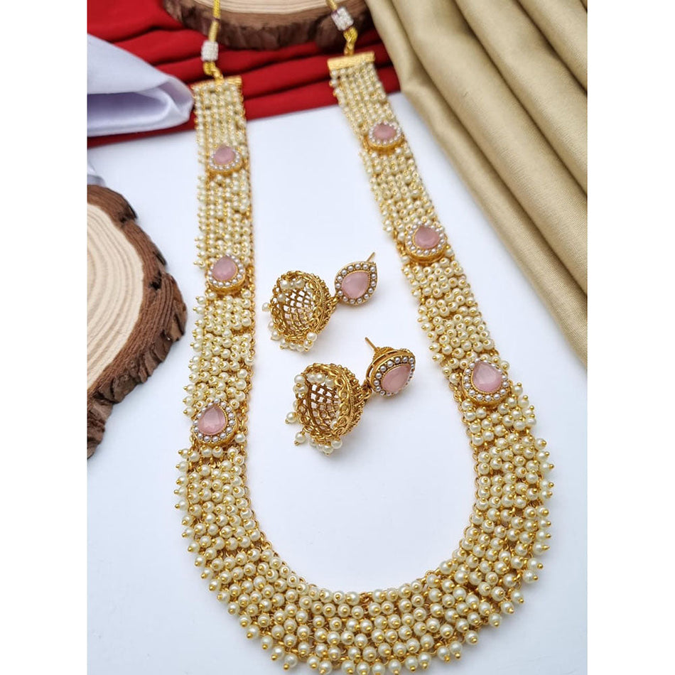 Long Pearl Necklace in Sterling Silver | Bridal Jewellery India