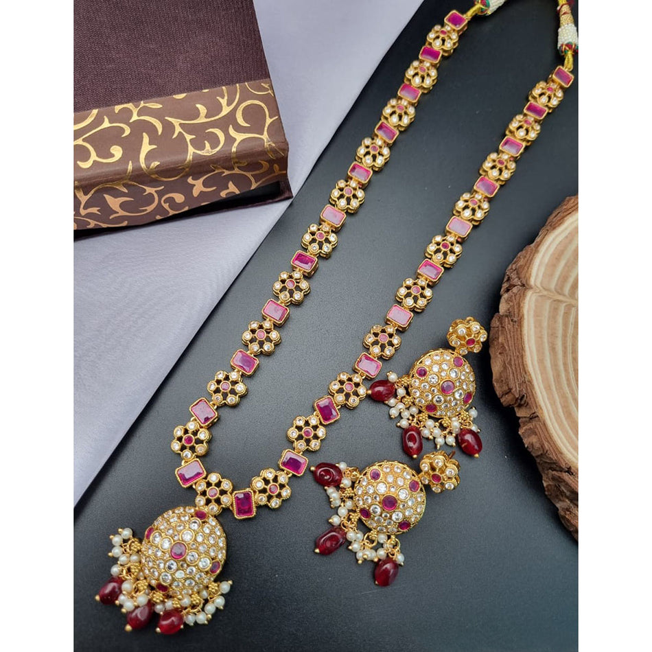 Long Pearl Necklace in Sterling Silver | Bridal Jewellery India