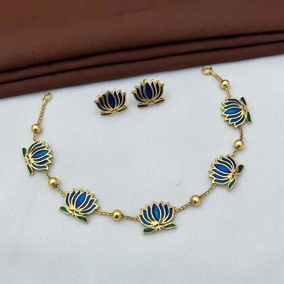 Lotus Maang Tikka in Gold Tone | Bridal Jewellery India