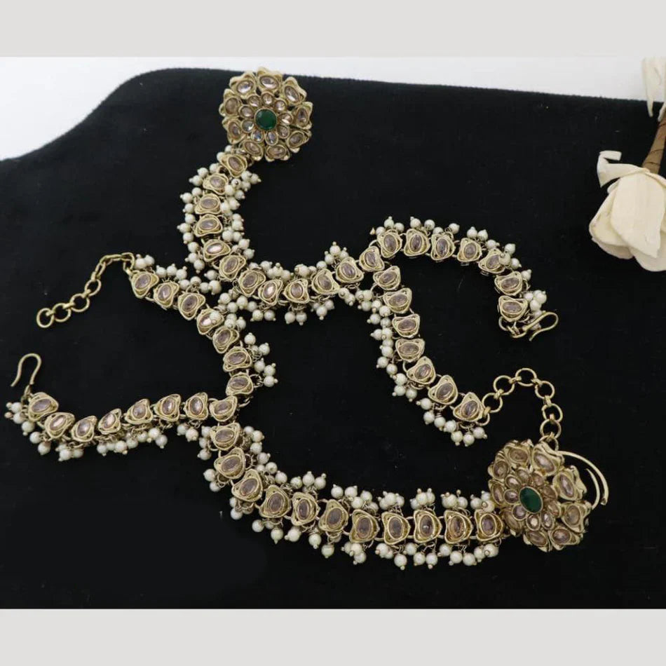 Rose Gold Plated Hand Chain Necklace | Bridal Jewellery India
