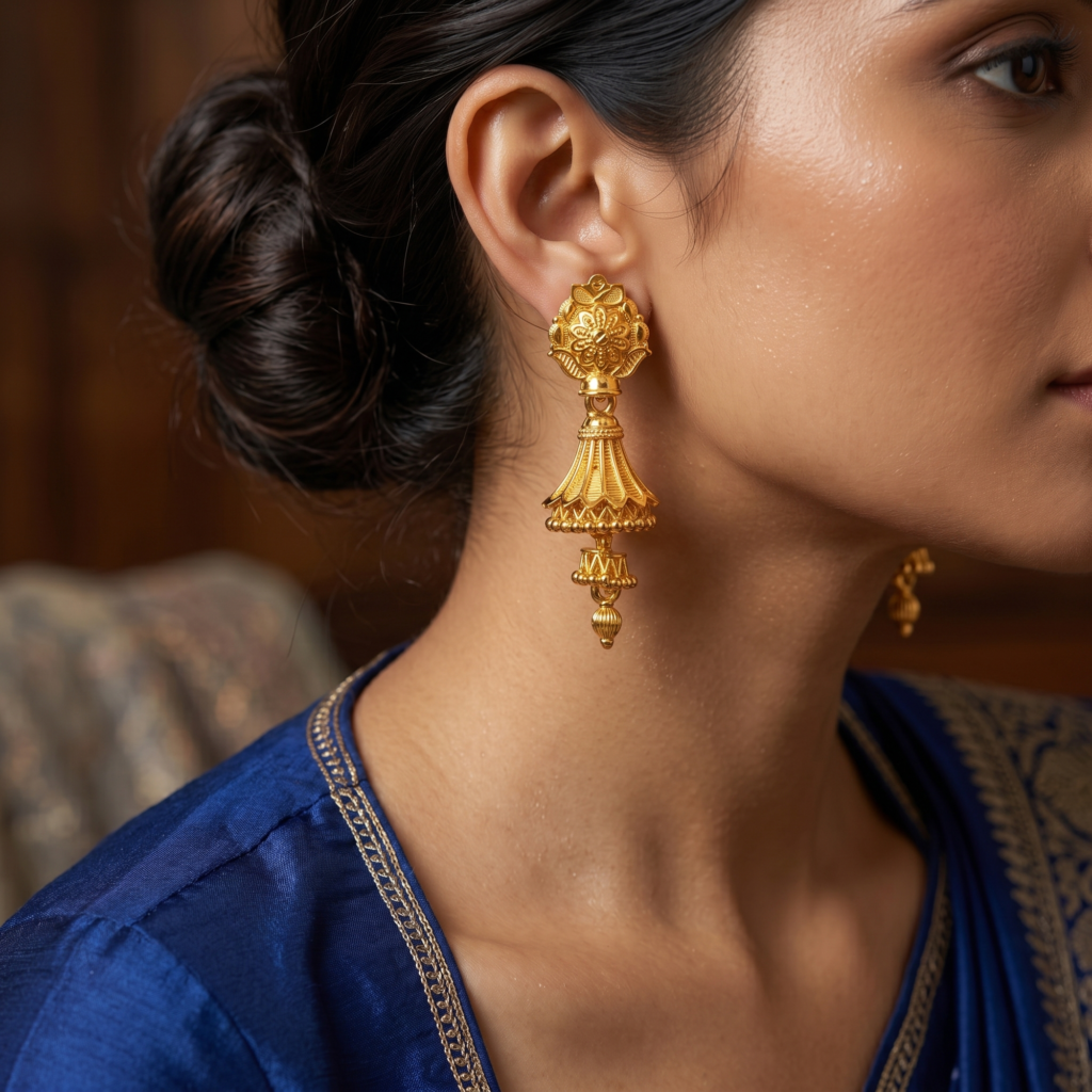 Gold Plated Jumka Earrings for Occasion | Bridal Jewellery India