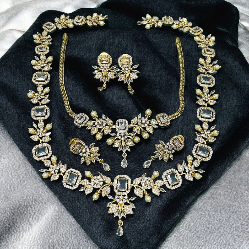 Luxe Austrian Stone Necklace in Gold Tone | Bridal Jewellery India