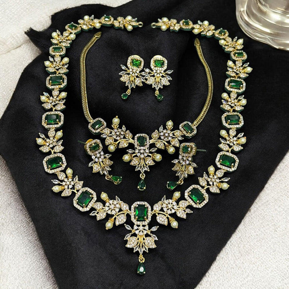 Luxe Austrian Stone Necklace in Gold Tone | Bridal Jewellery India