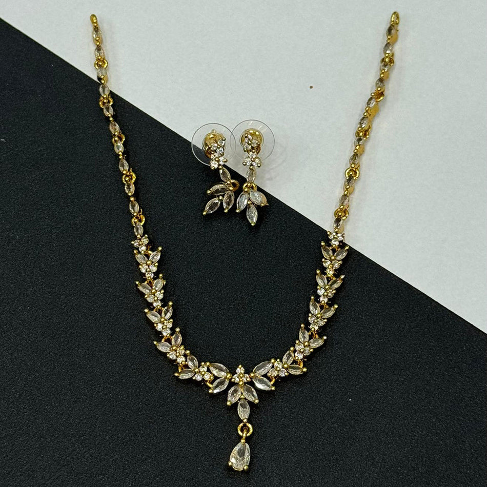 Crystal Stone Necklace in Oxidised Silver for Party | Bridal Jewellery India