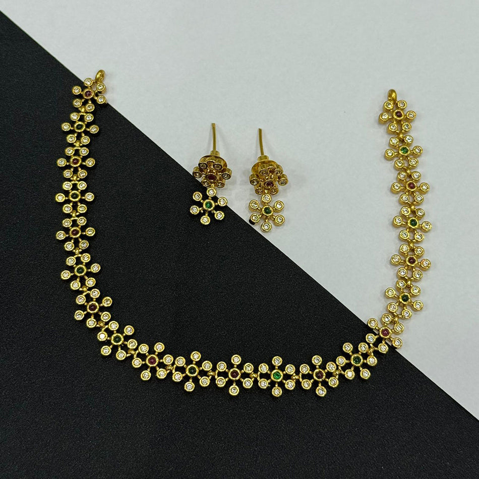 Austrian Stone Necklace in Gold Tone for Party Wear | Bridal Jewellery India