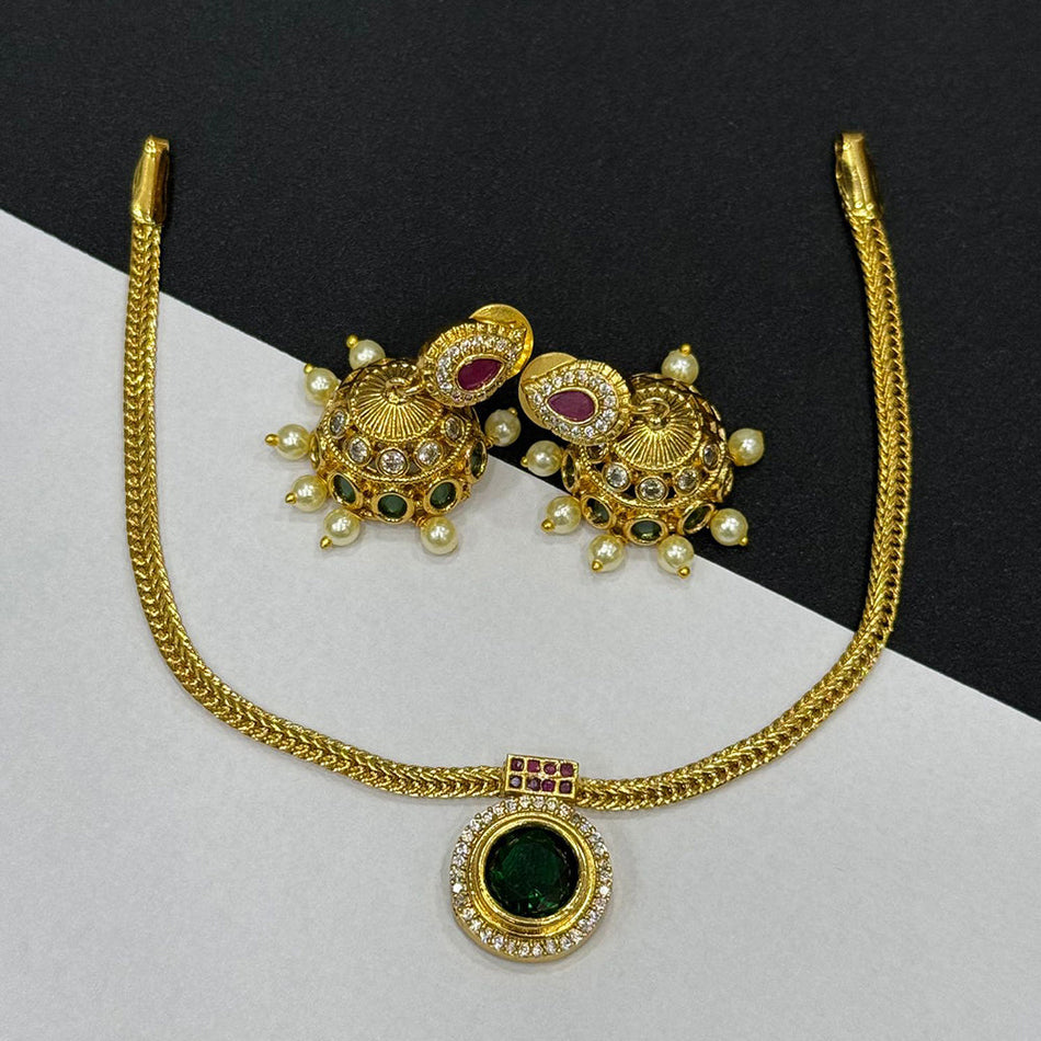 Pota Stone with Pearl Necklace in Oxidised Silver | Bridal Jewellery India