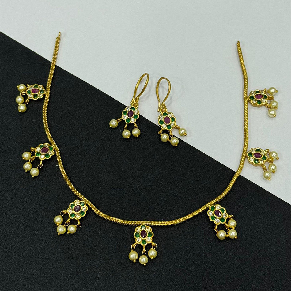 Designer Pota Pearl Necklace in Gold Tone | Bridal Jewellery India
