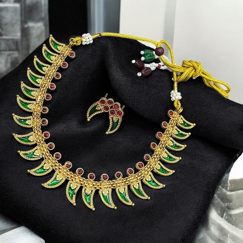 Pota Stone Necklace Set in Gold Plated | Bridal Jewellery India