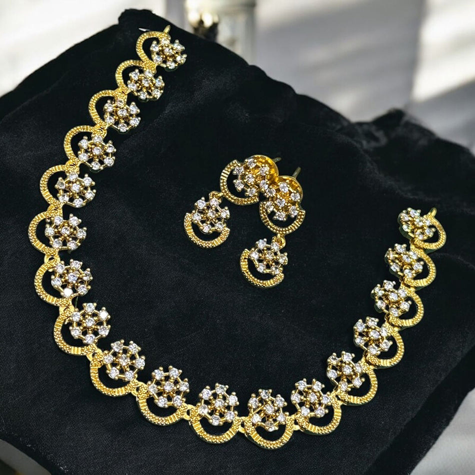 Austrian Stone Necklace in Gold Tone for Occasion | Bridal Jewellery India