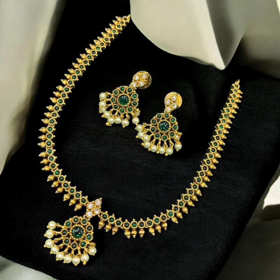 Pearl Pota Necklace in Rose Gold Plated | Bridal Jewellery India