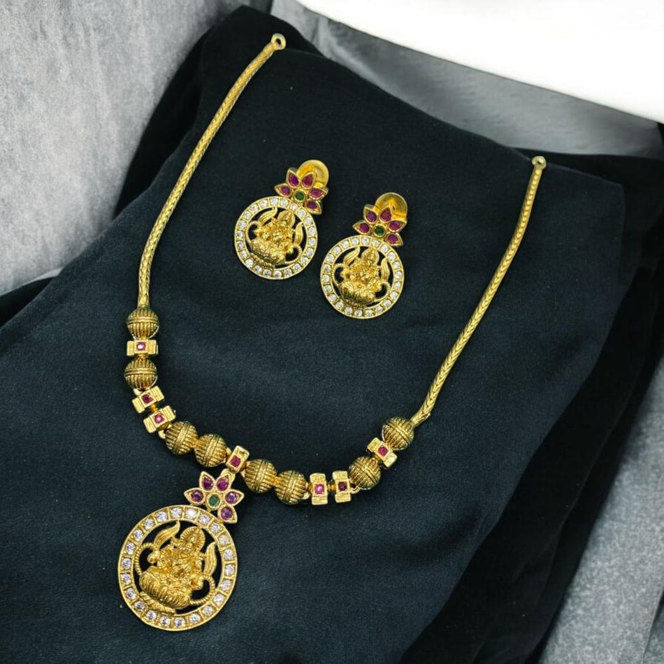 Elegant Pota Stone   Austrian Stone Necklace in Gold Tone | Bridal Jewellery India