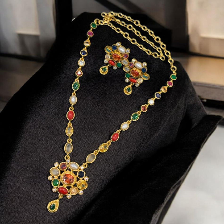 Rose Gold Plated Covered Pearl Necklace Set | Bridal Jewellery India