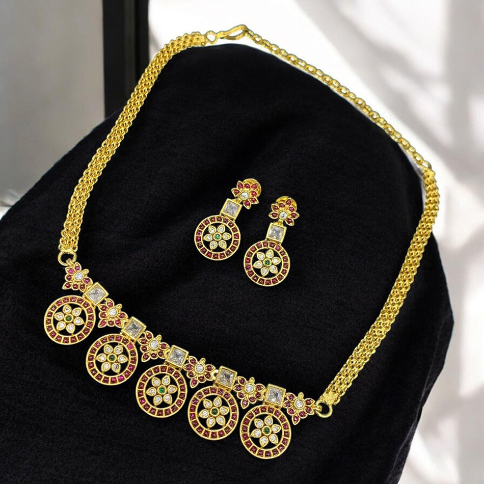 Glowing Pota Stone Choker in Gold Plated for Occasions | Bridal Jewellery India