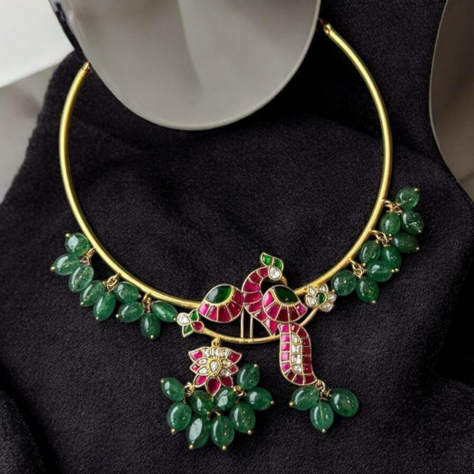 Graceful Pota Necklace in  Gold Plated | Bridal Jewellery India