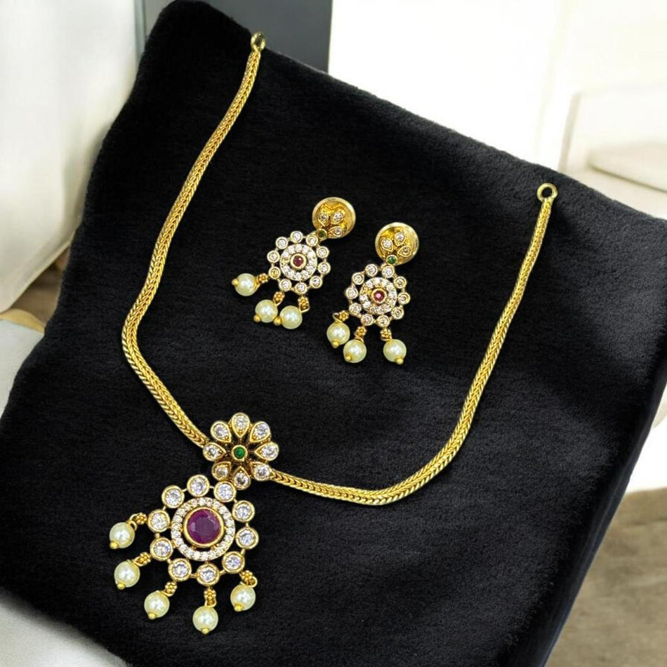 Gilt Covered Pearl Necklace for Bride | Bridal Jewellery India