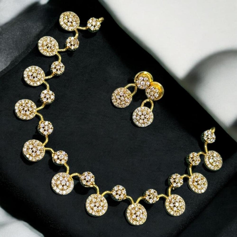 Elegant Rose Gold Plated Necklace Set for Bridal Wear | Bridal Jewellery India