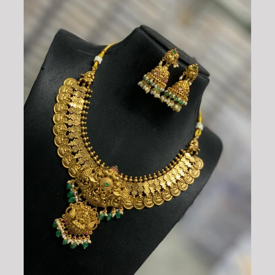 Jadau Pota Necklace in Gold Tone for Temple Wear | Bridal Jewellery India