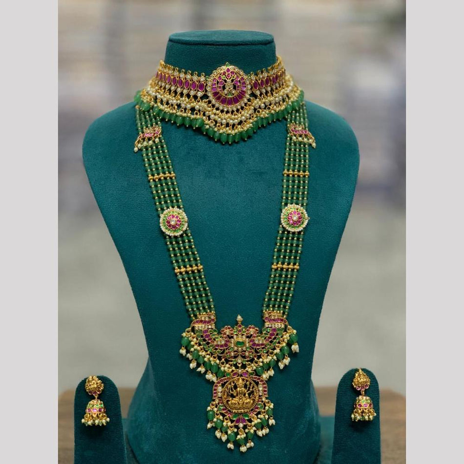 Jadau Grand Pota Necklace in Gold Plated | Bridal Jewellery India