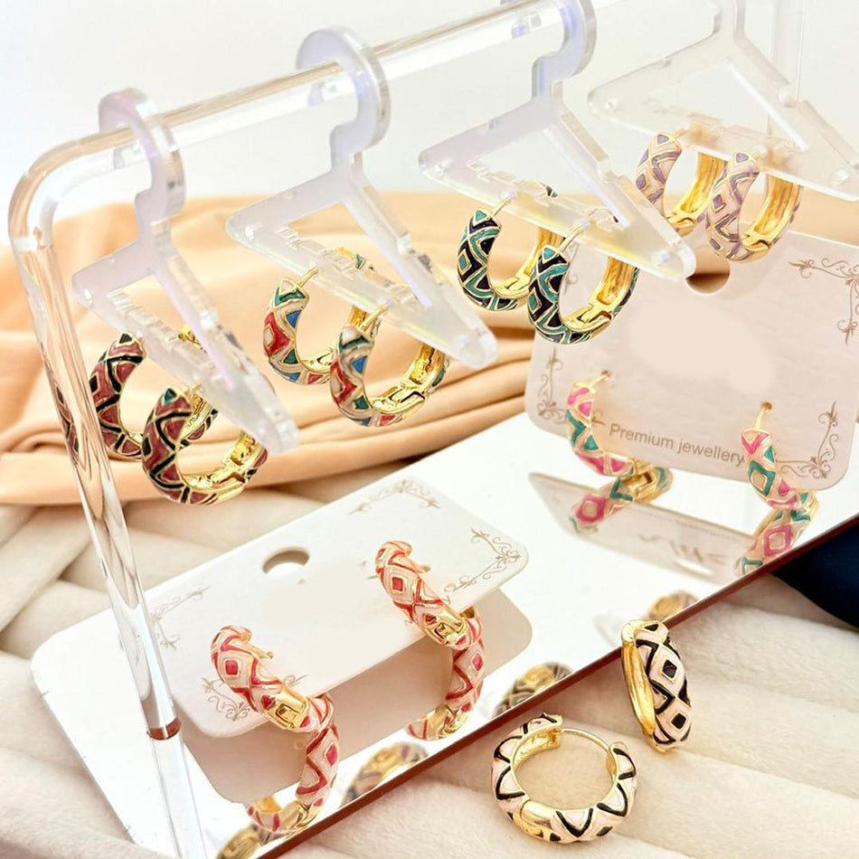 Meenakari Hoop Earrings in Sterling Silver | Bridal Jewellery India