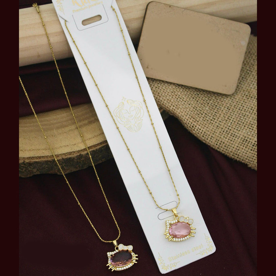 Kitty Shape Meenakari Necklace in Gold Tone | Bridal Jewellery India