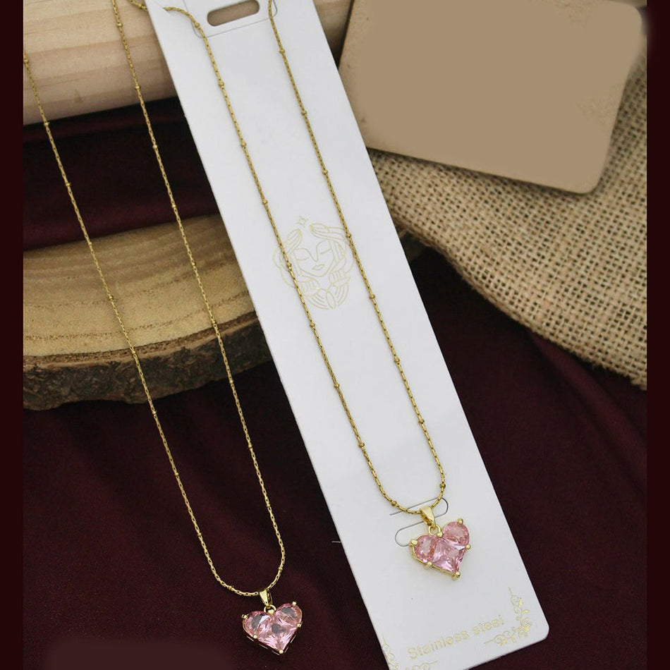 Heart Shape Necklace in Gold Tone | Bridal Jewellery India