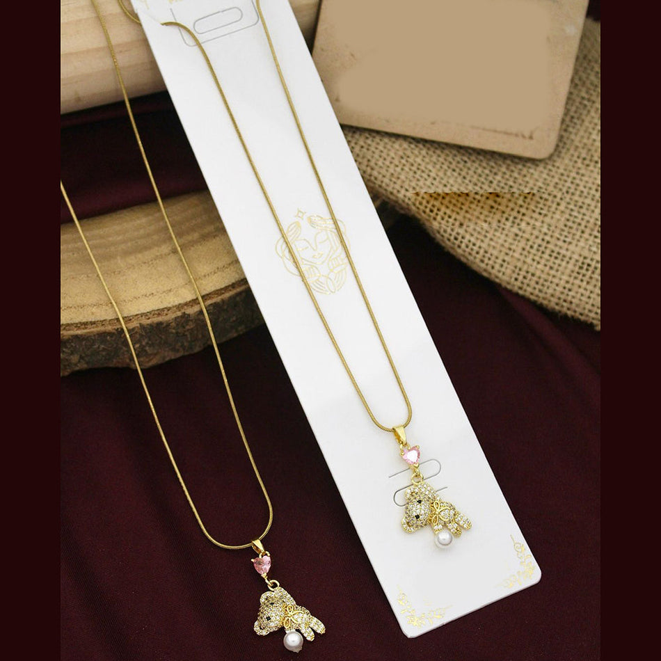 Crystal Heart Necklace in Premium Gold Plated | Bridal Jewellery India