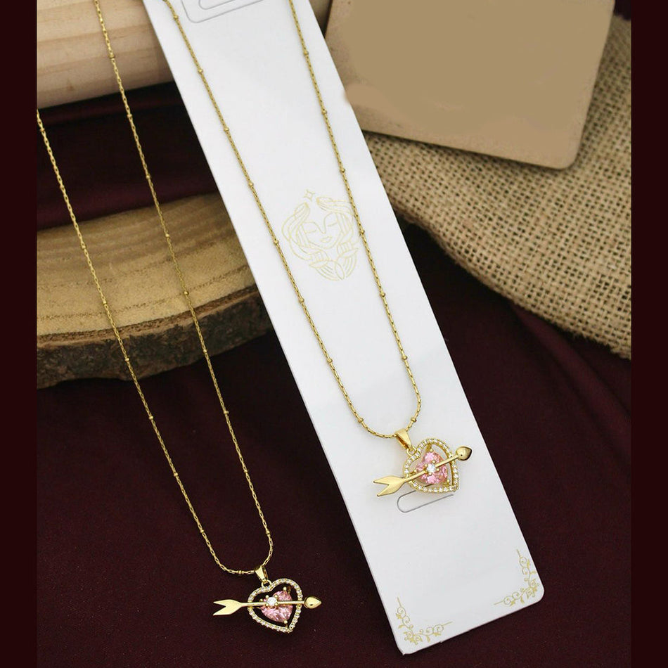 Heart Shape Necklace in Rose Gold Plated | Bridal Jewellery India