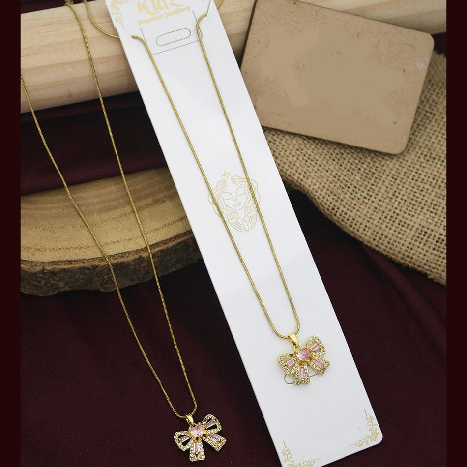 Crystal Stone Bow Necklace in Premium Gold Plated | Bridal Jewellery India