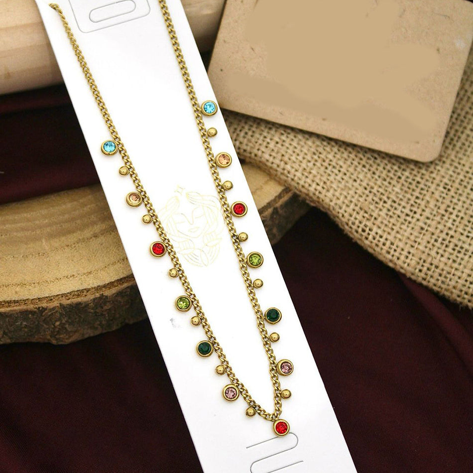 Multi Color Stone Necklace in Stainless Steel | Bridal Jewellery India
