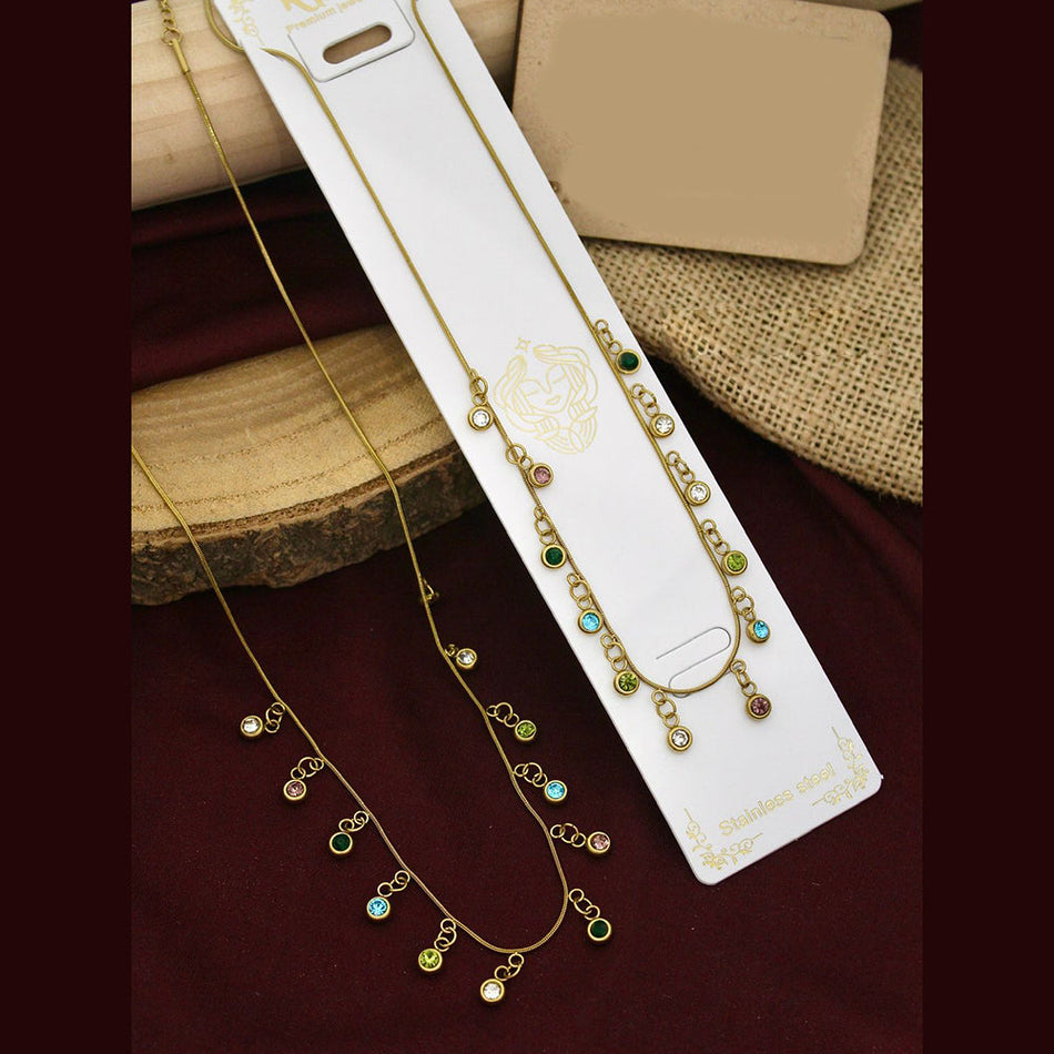 Multi Color Stone Necklace in Stainless Steel | Bridal Jewellery India