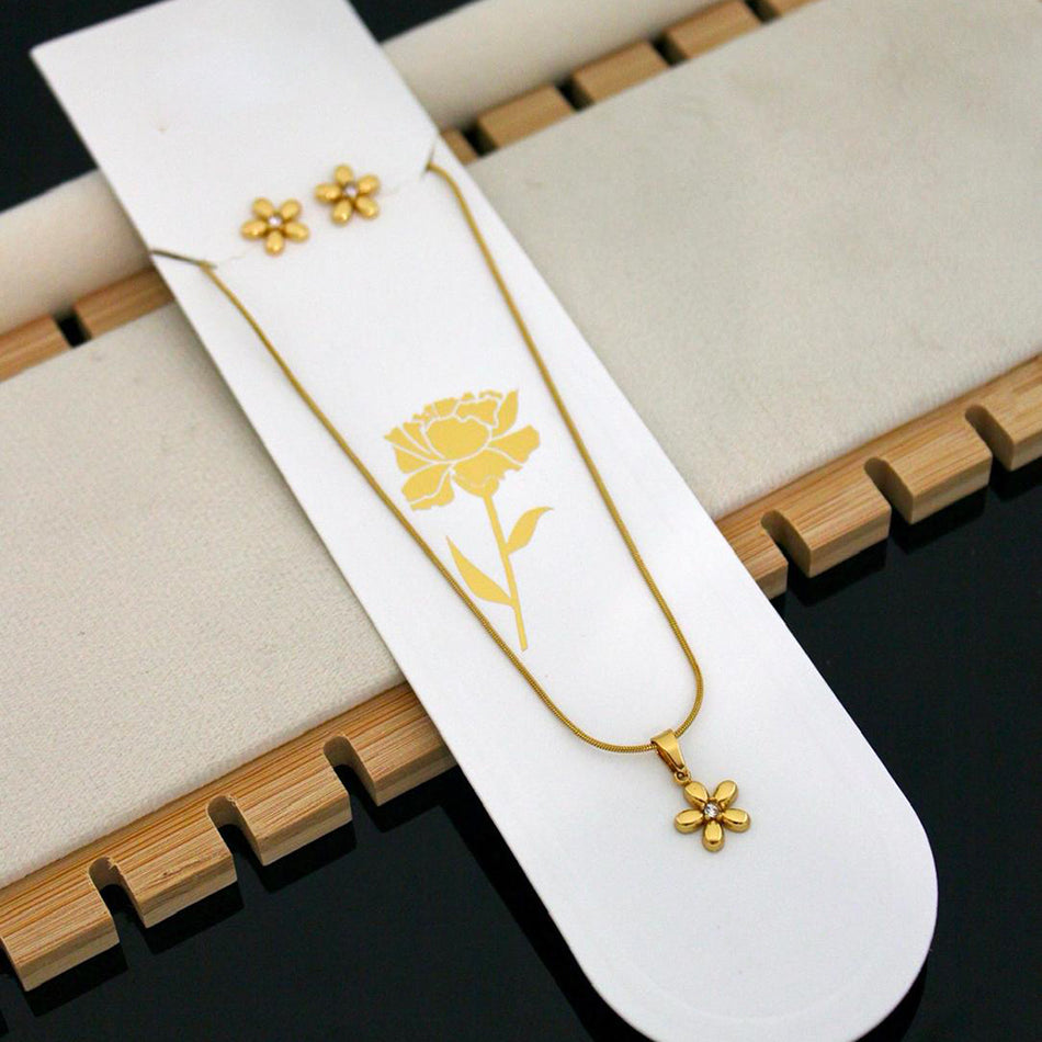 Rose Gold Plated Flower Chain Necklace | Bridal Jewellery India