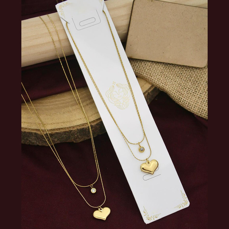 Heart Shape Necklace in Gold Plated with Plique Aïde | Bridal Jewellery India