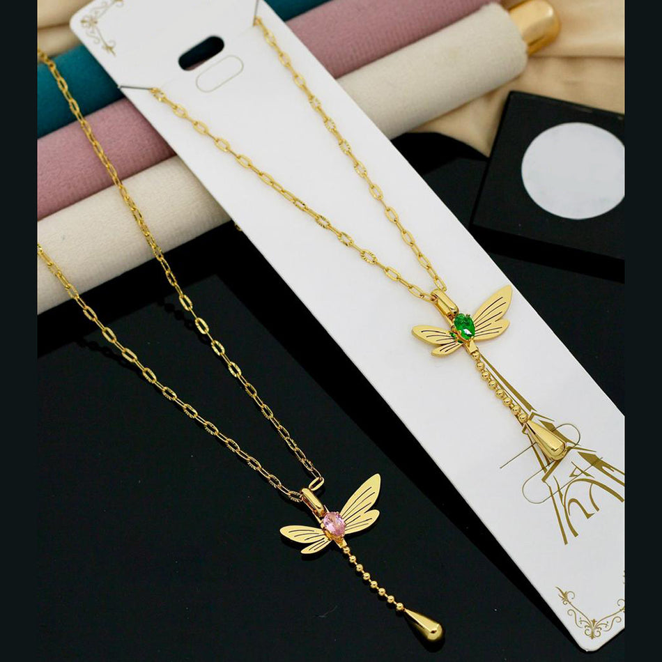 Crystal Stone Necklace in  Gold Plated | Bridal Jewellery India