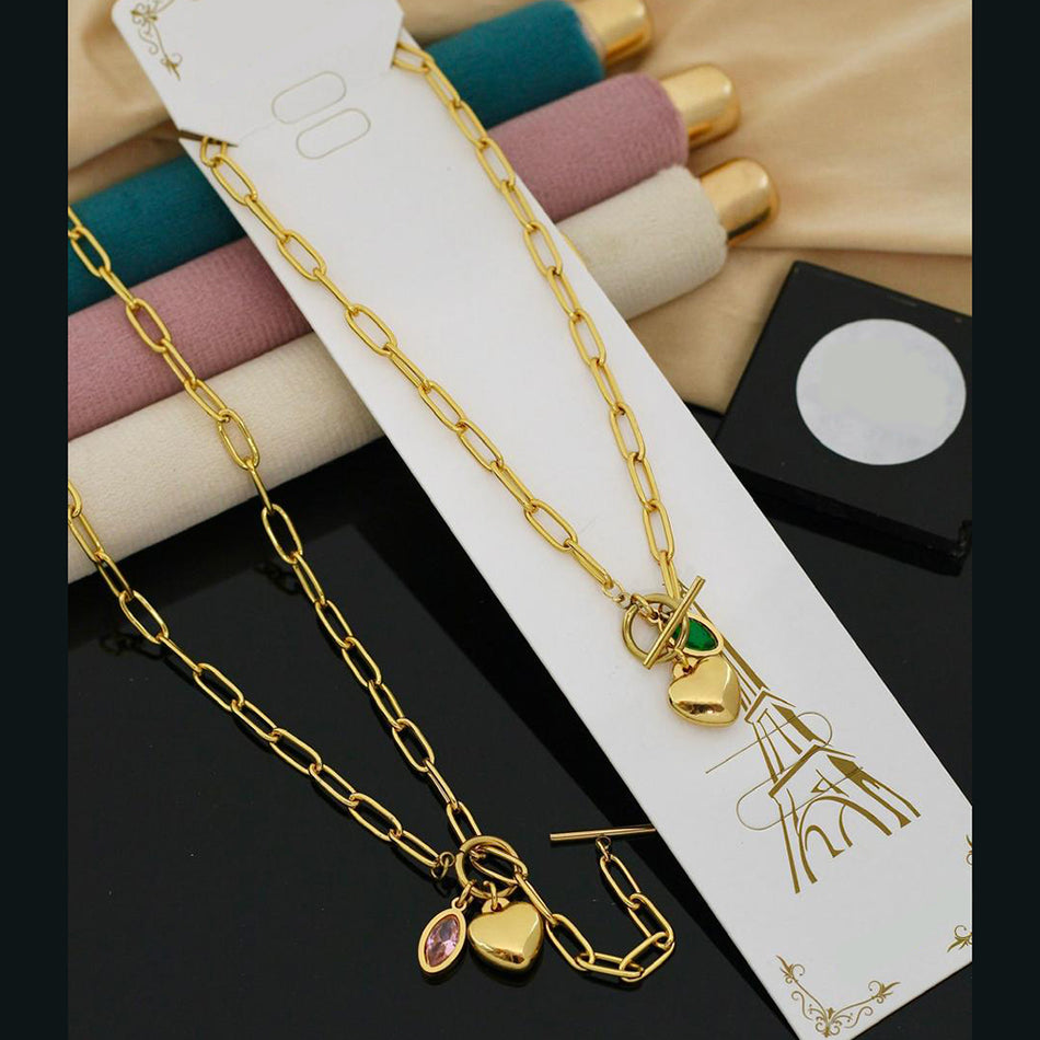 Rose Gold Plated Heart Necklace Set | Bridal Jewellery India