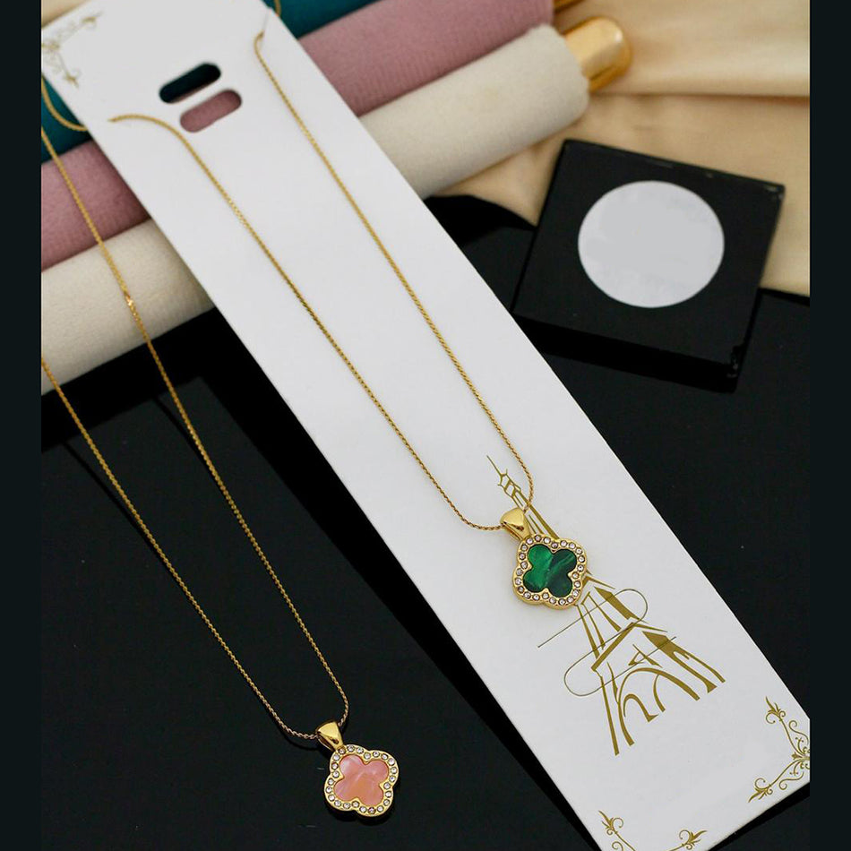 Fancy Clover Chain Necklace in Gold Plated | Bridal Jewellery India