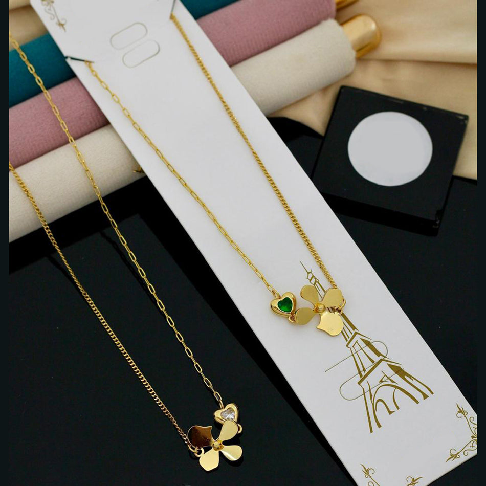Fancy Clover Necklace in Gold Tone | Bridal Jewellery India