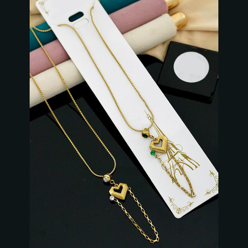 Heart Chain Necklace in Sterling Silver | Bridal Jewellery India