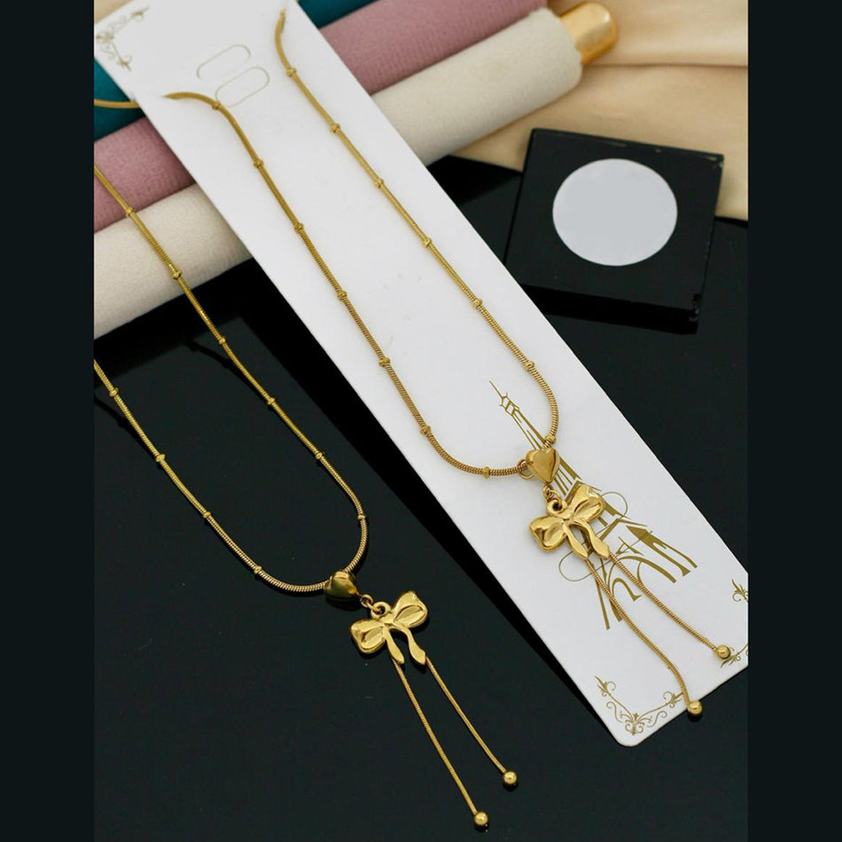Heart Necklace in Gold Plated with Engravings | Bridal Jewellery India