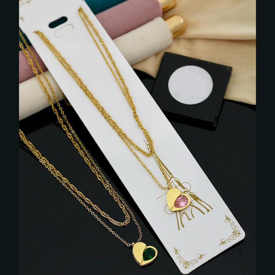 Heart Shape Necklace in Gold Plated with 12 Pieces | Bridal Jewellery India