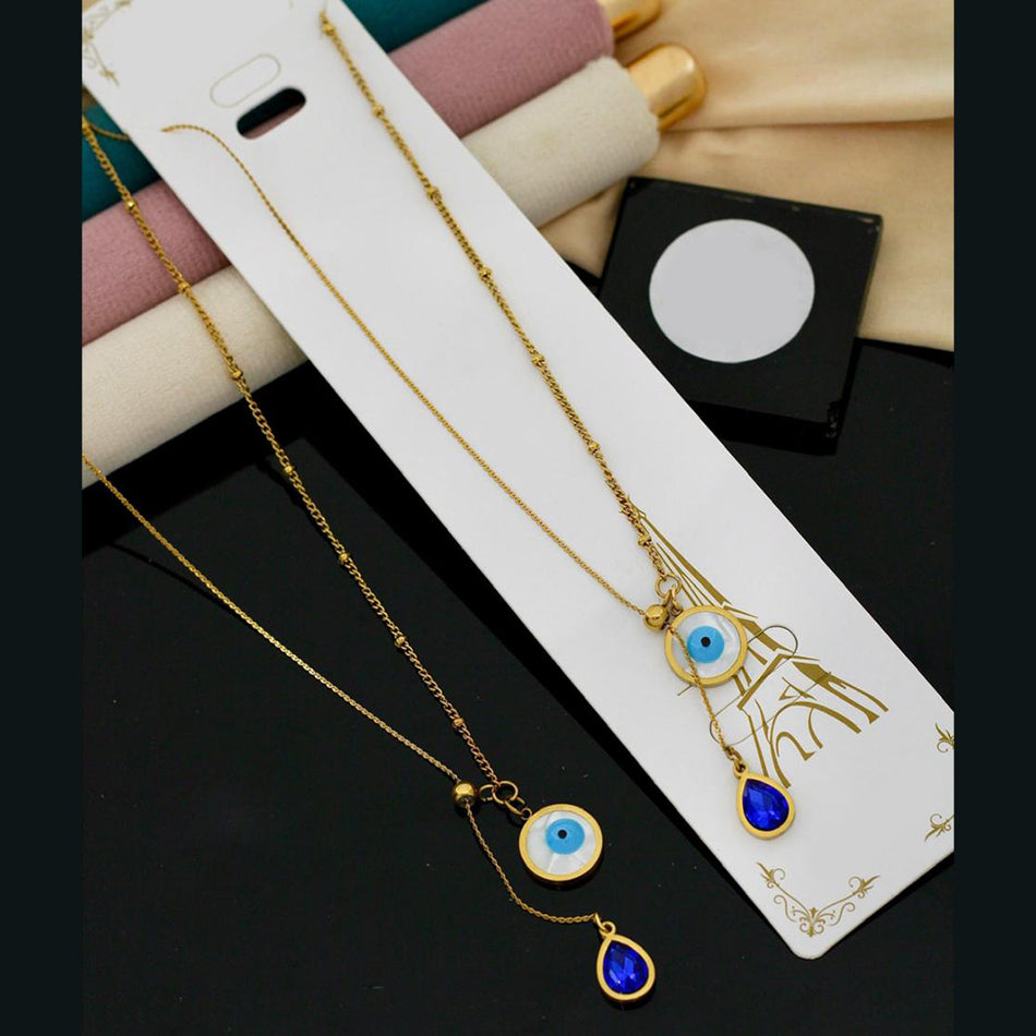 Protection Evil Eye Necklace in Oxidised Silver | Bridal Jewellery India