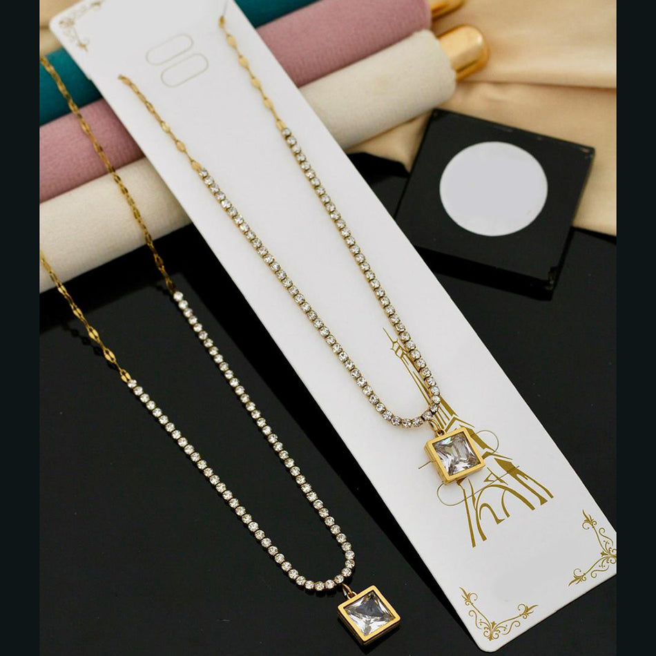 Crystal Stone Necklace in Gold Tone | Bridal Jewellery India