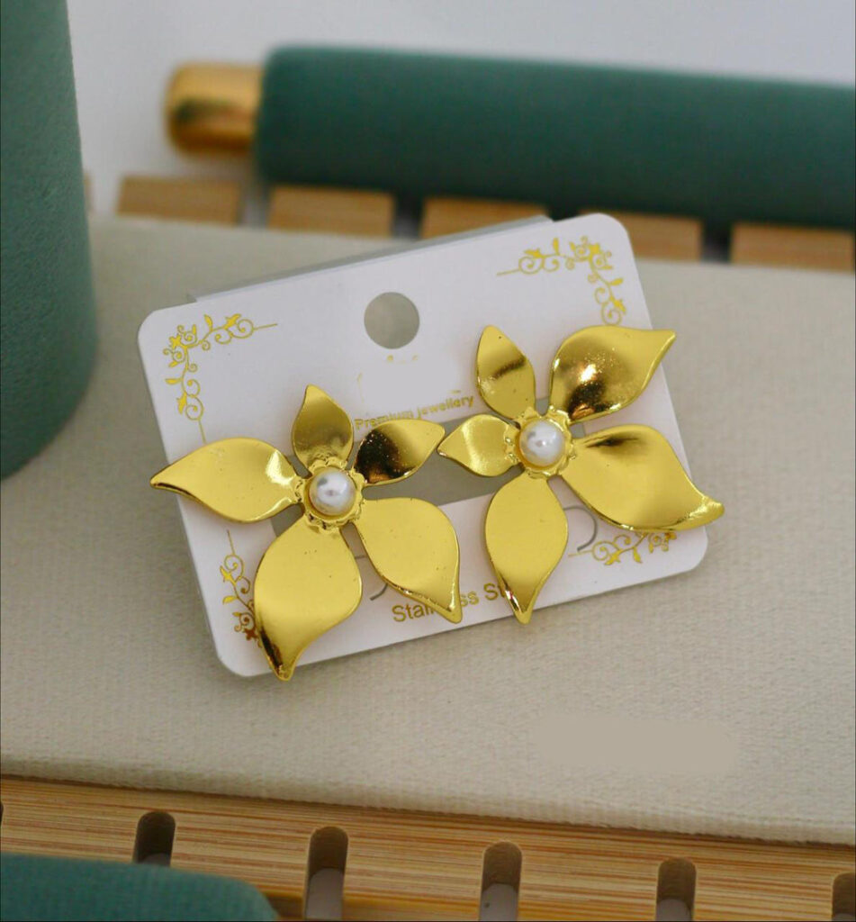 Rose Gold Plated Studs with Floral Detail | Bridal Jewellery India