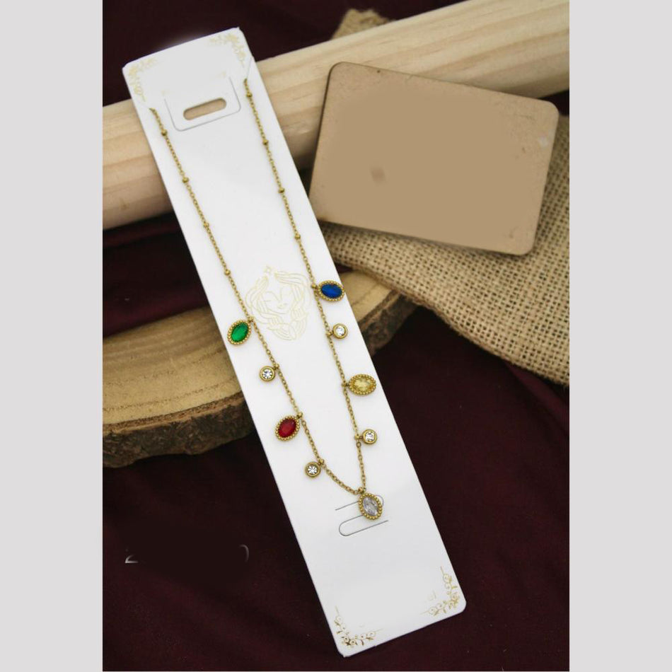 Crystal Stone Necklace in Gold Tone | Bridal Jewellery India