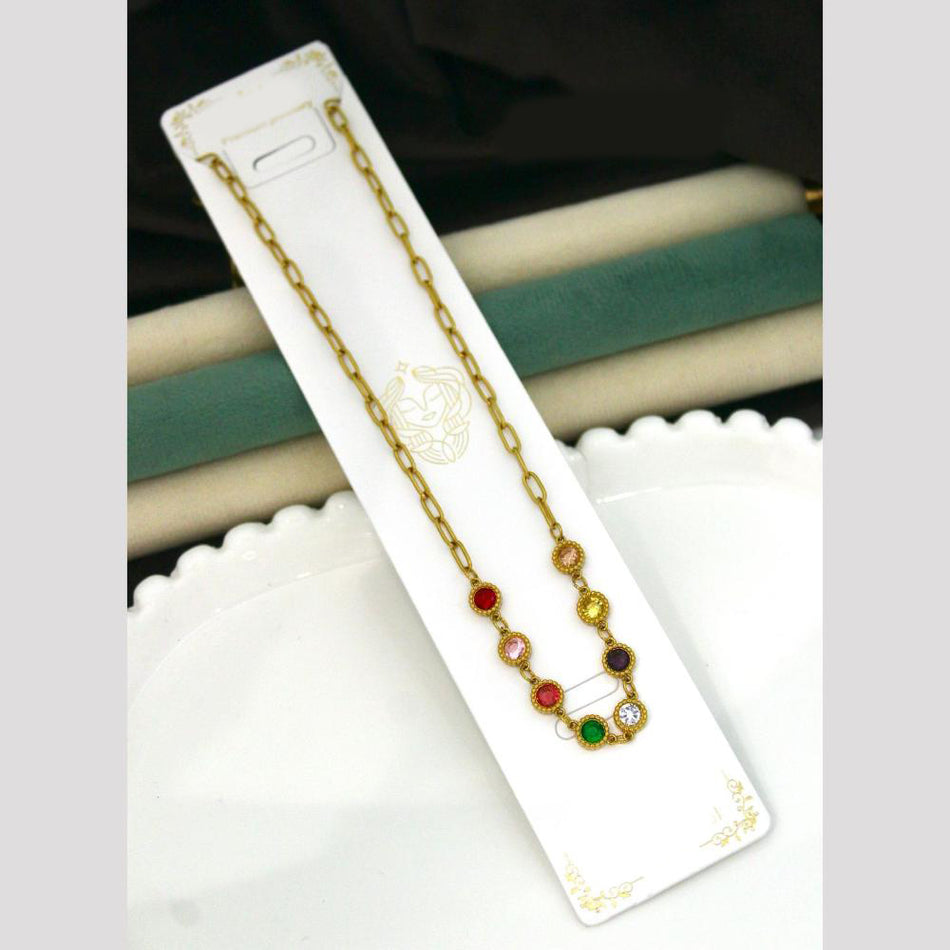 Crystal Stone Necklace in Oxidised Silver | Bridal Jewellery India