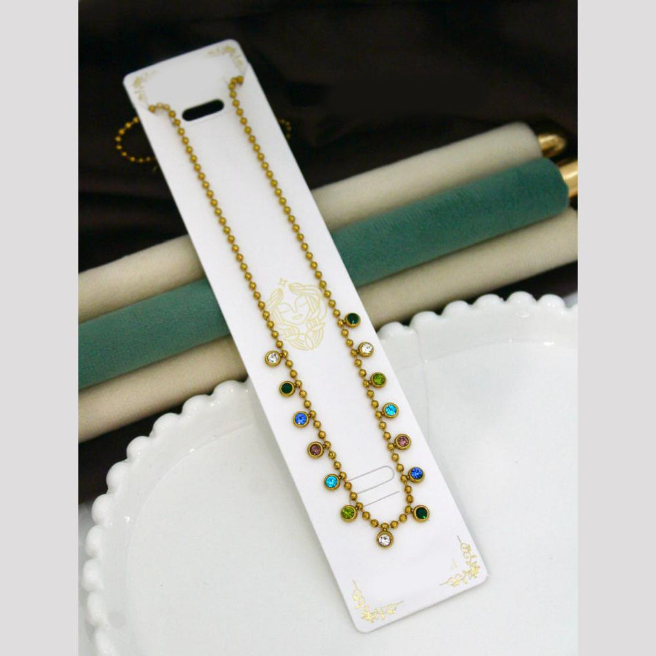 Crystal Stone Necklace in Oxidised Silver | Bridal Jewellery India