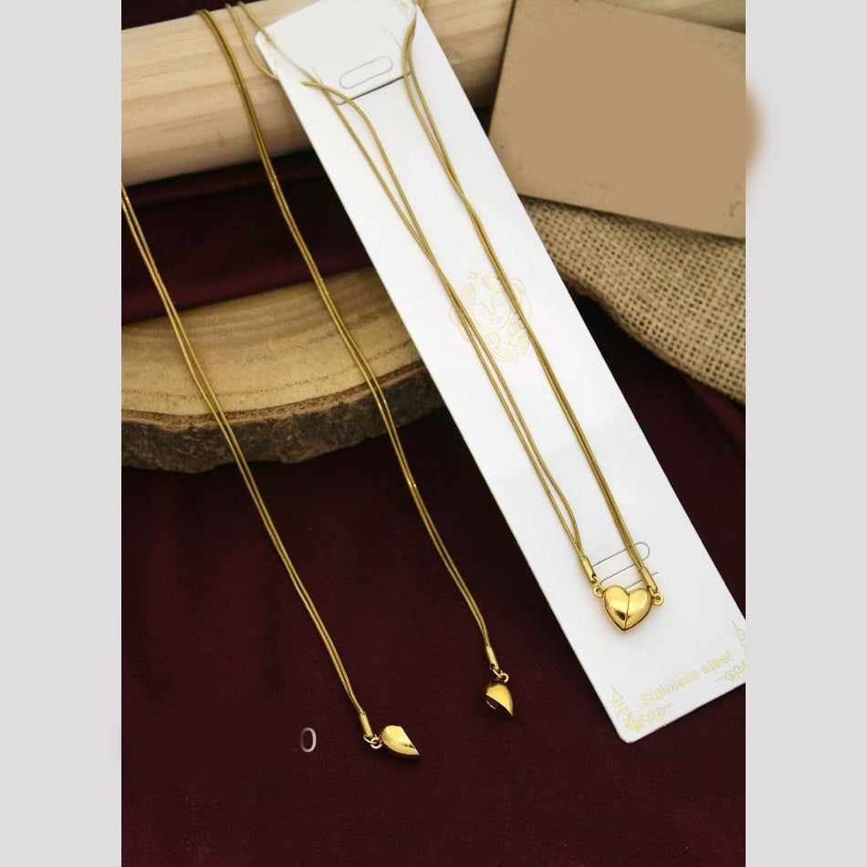 Heart Necklace in Gold Plated with Engraving | Bridal Jewellery India