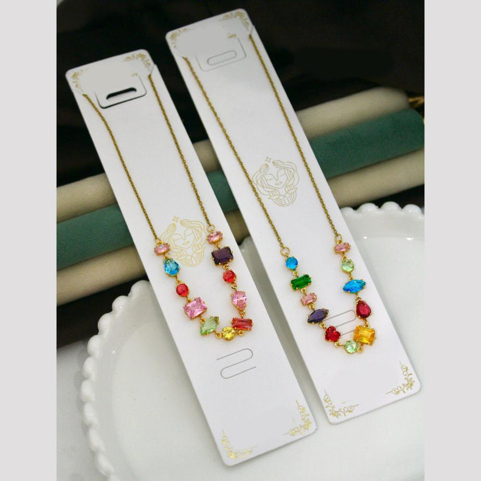 Crystal Stone Necklace in Gold Tone | Bridal Jewellery India