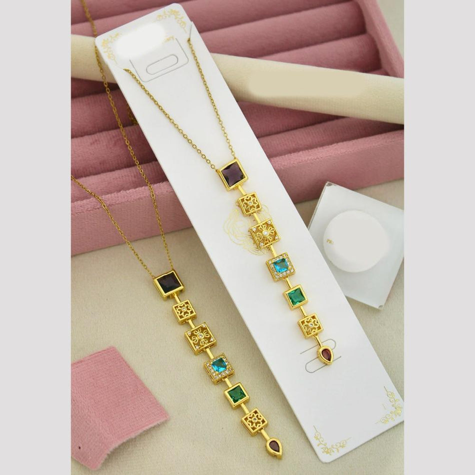 Crystal Stone Necklace in Gold Tone | Bridal Jewellery India