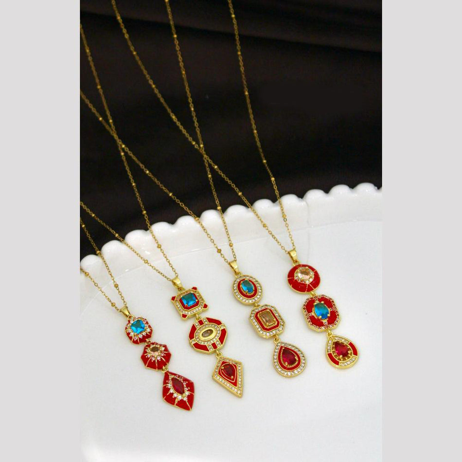 Crystal Stone Necklace in Oxidised Silver | Bridal Jewellery India